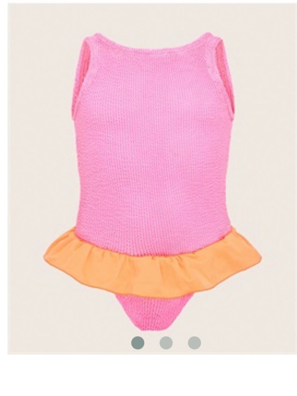 Hunza G Kids Bubblegum Pink One-Piece with Orange Ruffle